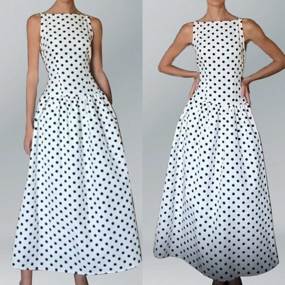 ZARA Spring Chic Printed High Waisted Sleeveless Work Dress for Women